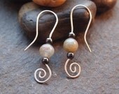 Sterling silver earrings - spiral earrings with labradorite