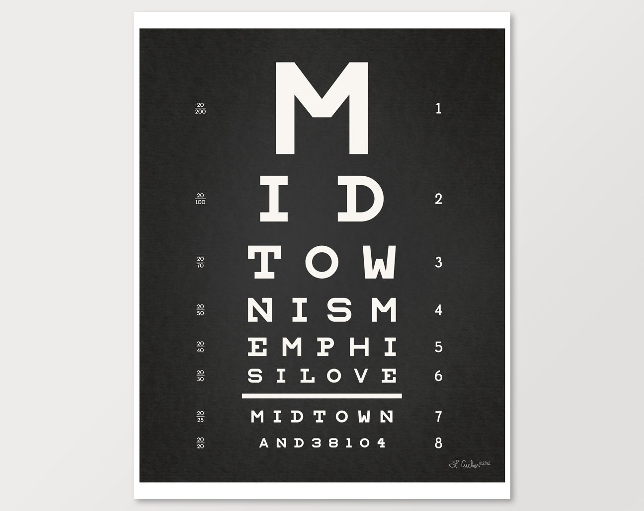 Midtown is Memphis Eye Chart Typography Print (Black)