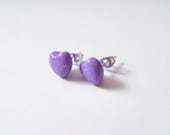 Glittery Pastel Heart Earrings - Handcrafted Polymer Clay Jewelry - Silver Plated, Nickel Free, Lead Free Post Earrings
