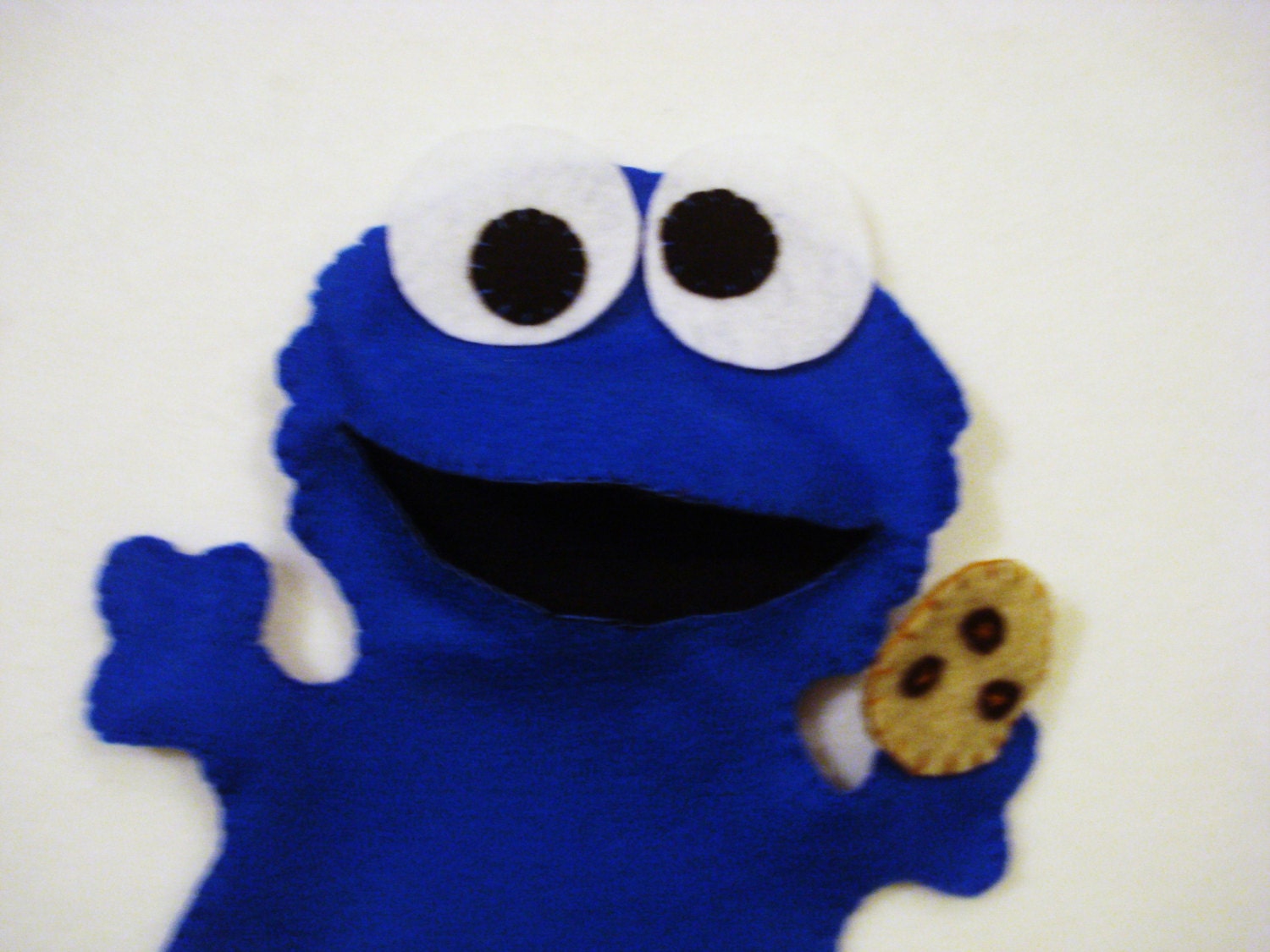Handmade Sesame Street Cookie Monster Inspired felt children's hand puppet
