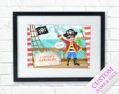 Boy Pirate Children WALL DECOR Printable Nursery Art Kids Room Poster Name Photo Picture Personalized Home DIY Digital File Funny Cool Cute