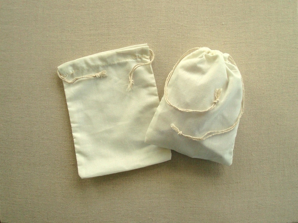 6 x 8 qty. 10 Best Cotton Muslin bags, plain cotton bag, double drawstring