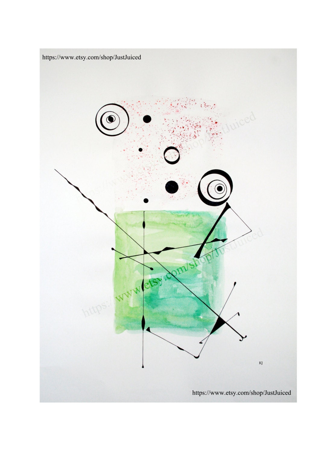 Abstract Painting - Multimedia Original Artwork - Fine Art Watercolour For Home Decor - Handmade One of A Kind
