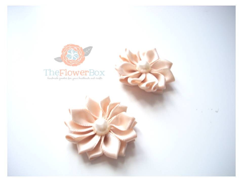 Set of Two  Ivory Satin Flowers for crafts, hair accessories - Supplies UK SELLER