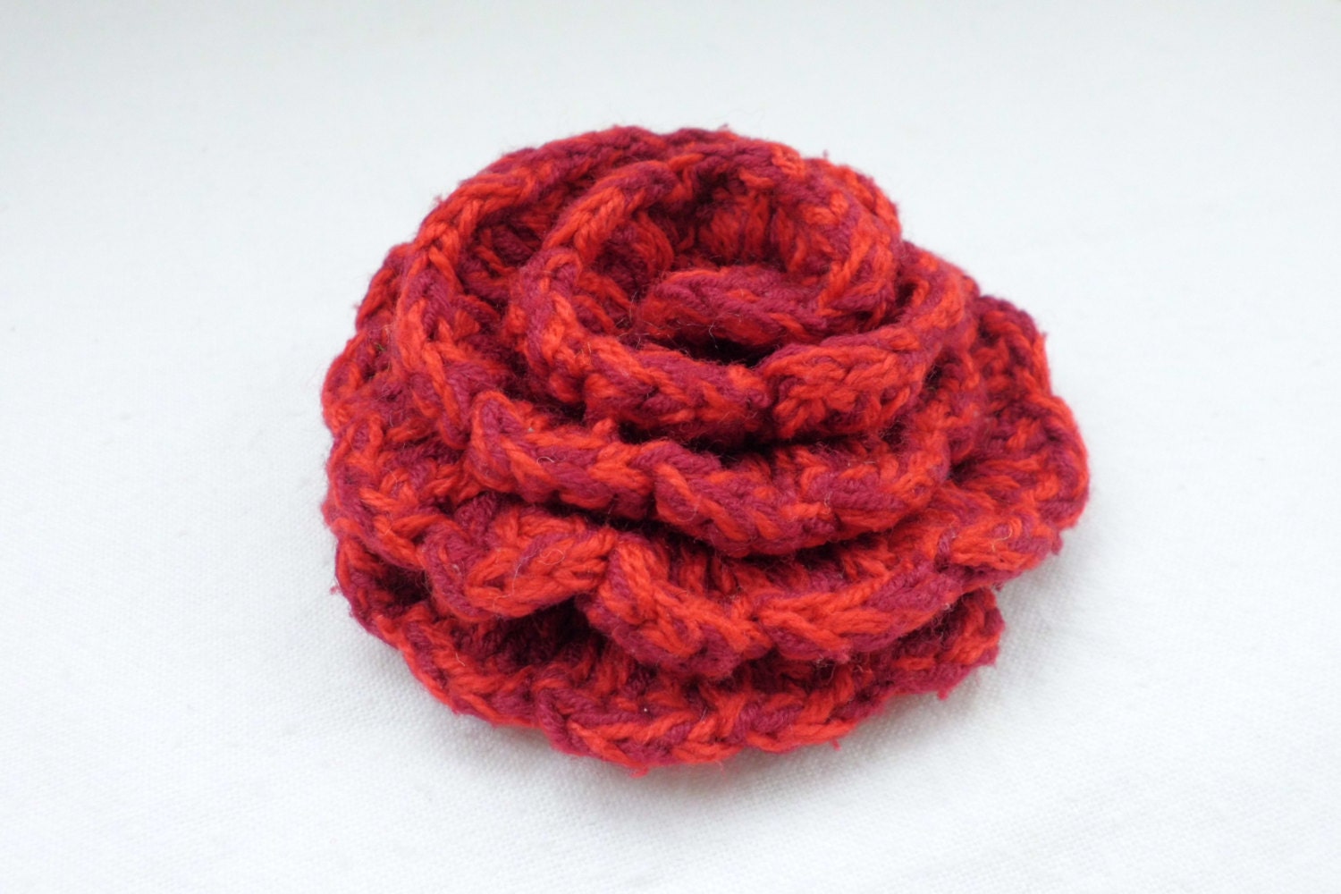 Red crochet brooch, handmade rose, red crochet flower, 3.5 inch rose, handmade crochet flower