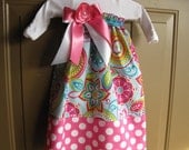 Onesie Dress, Sleep Sack, Floral Print, Pink polkadot, Summer Dress, Nightgown