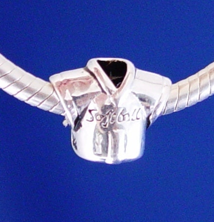 Softball Uniform Jersey Ball Team Sports Summer European Charm Bead Silver Plated Jewelry designed to fit your  Bracelet or style