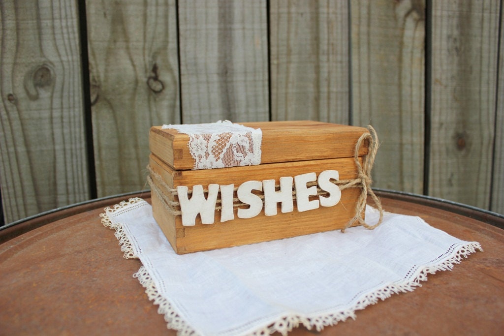 rustic wedding "wishes" guest book box . alternative / keepsake guest book  ."wishes" wedding rustic country box tag holder