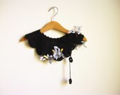 Collar Necklace, Cotton crochet Peter Pan Collar Necklace, Black. ready to shipping, for her.