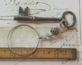 Antique Ocular Lens Skeleton Key Silver Bead Steampunk Repurposed Charm