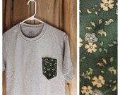 Green Floral Print Paige's Pocket Tee