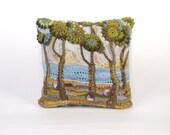 OOAK Crochet freeform ART pillowcase The Mediterranean landscape 2