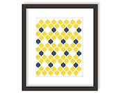 Teardrop Pattern Art Print Navy Blue and Yellow - Modern Wall Decor, Nursery Decor, Kids Wall Art, Children's Art Print - 8x10 Print
