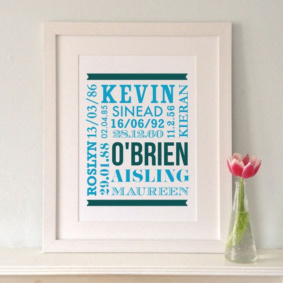 Family Typographical Print - A4 - Perfect gift for the whole family to enjoy