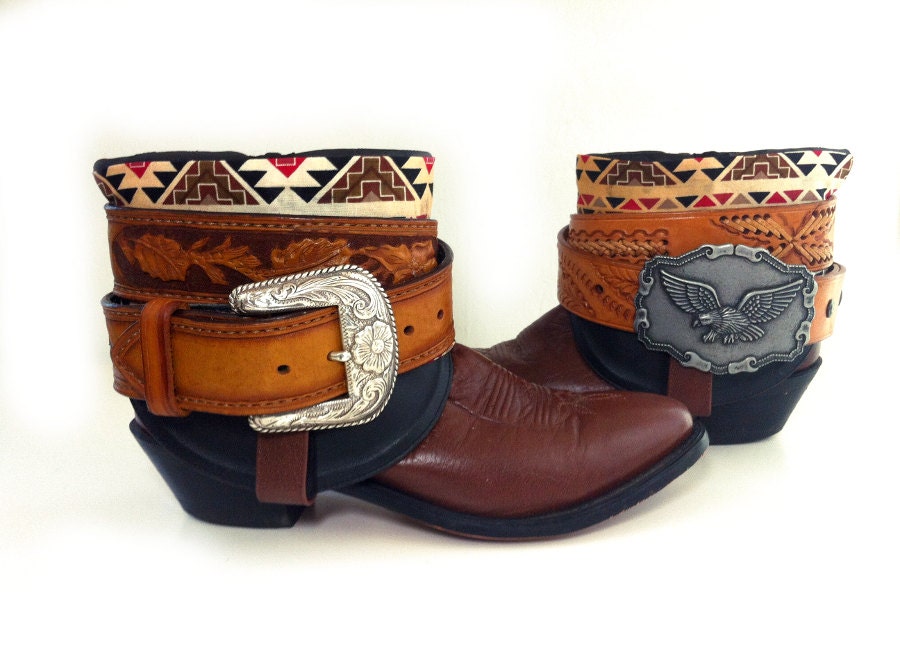 Size 7 Redesigned Southwestern Tribal Leather Cowboy Boots
