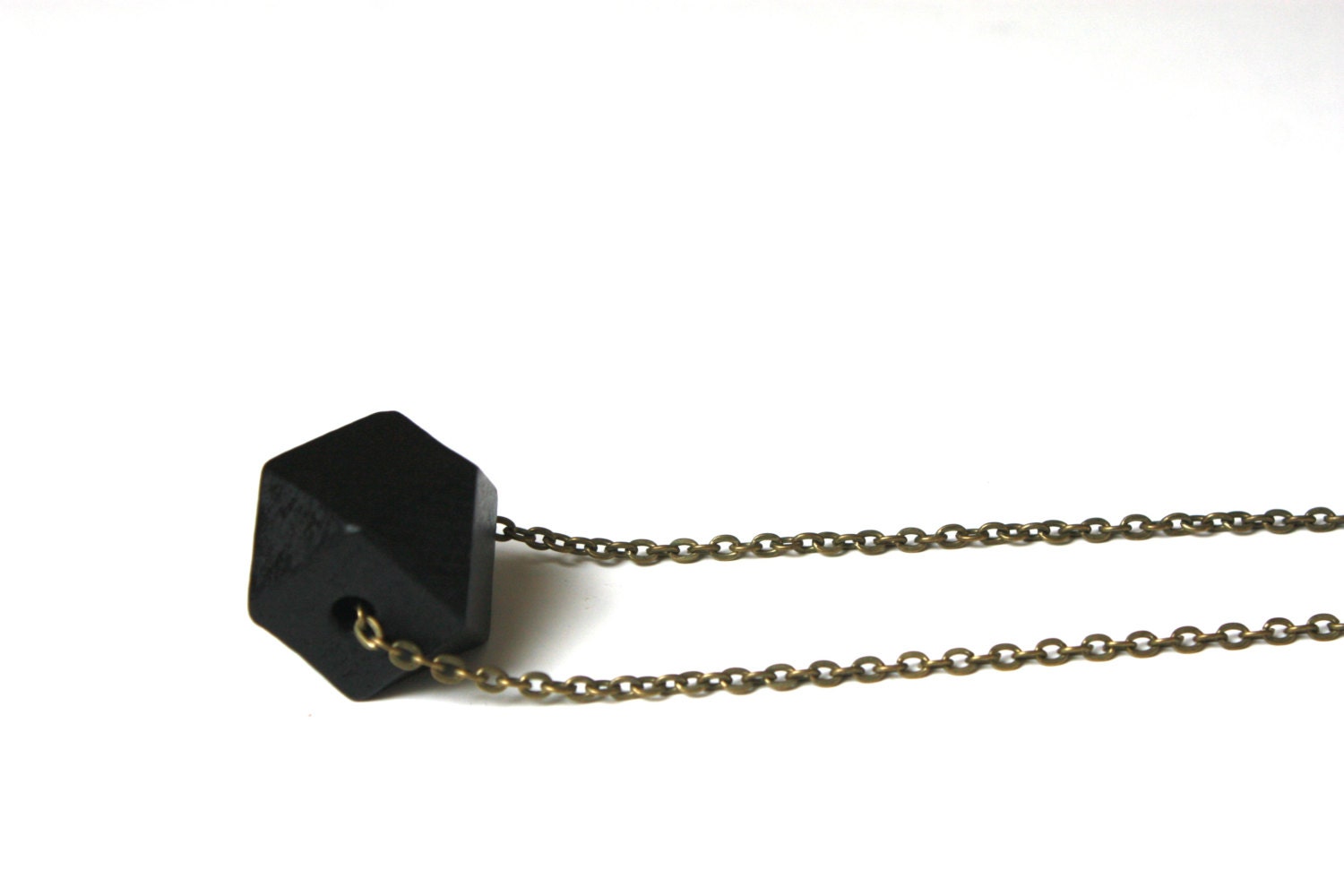 Geometric necklace wooden bead - black - boho necklace