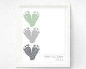 Gift for New Dad - Baby Footprint Hearts - Personalized First Fathers Day Gift - Valentines Day Gift for Grandparents, New Grandpa