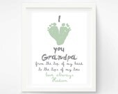 Personalized Father's Day Gift for Grandpa - Gift for Grandfather - I Love You Grandpa Baby Footprint Art Print  - First Father's Day