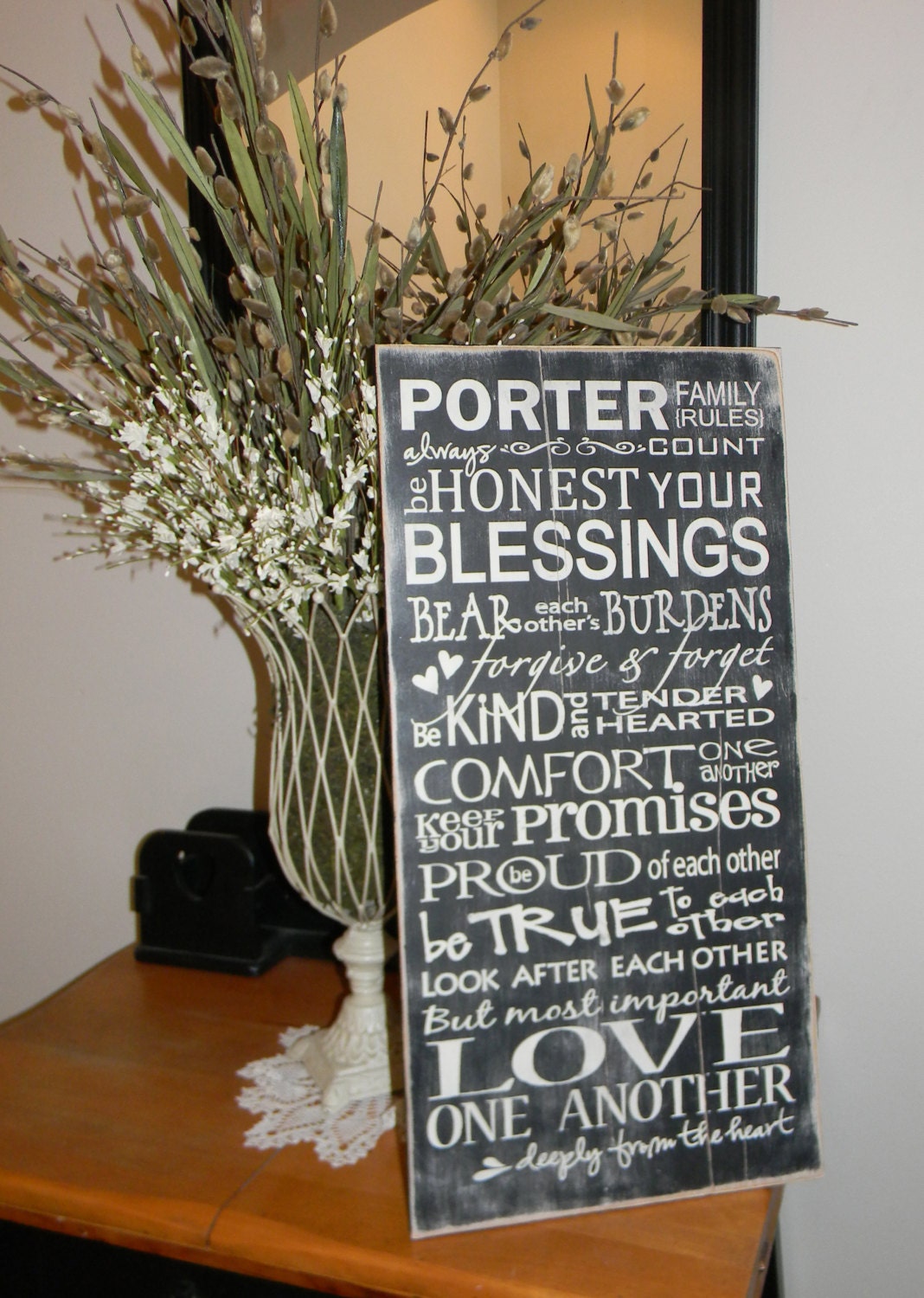 Family Rules Subway Art--Customized with Family Name--Wooden Sign