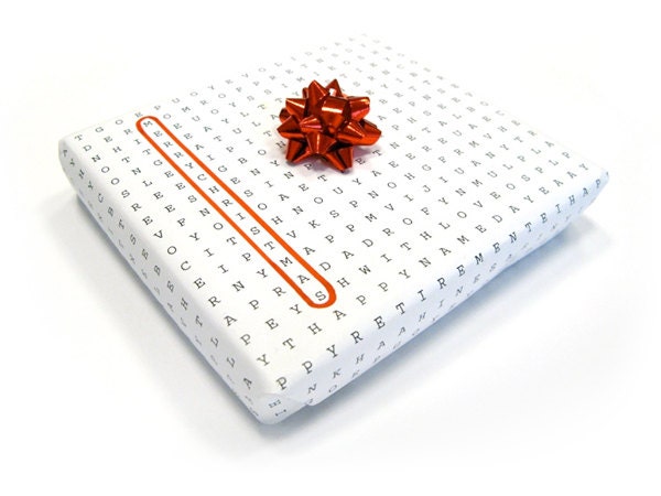 3 Sheets of Universal Word Search Wrapping Paper Gift Wrap - 19.7" x 27.6" per sheet