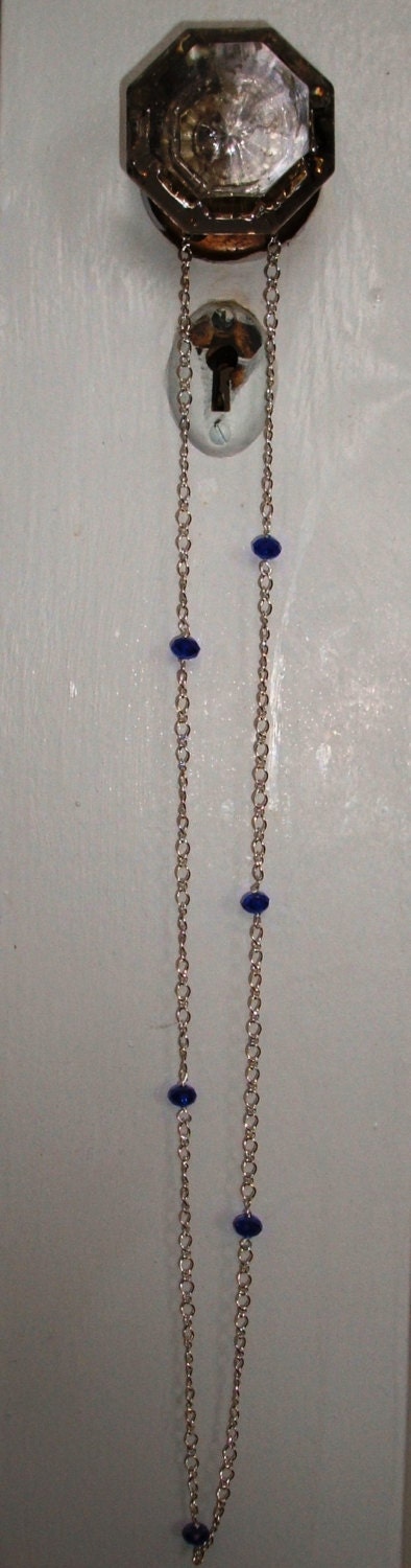 Blue Shimmer and Chain Necklace - single strand