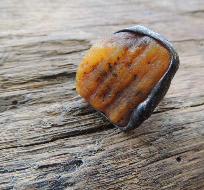 Natural Amber Ring, Adjustable Ring, Cocktail Ring, Statement Ring, Handmade Art Jewelry, One of Kind,  ring by MARIAELA