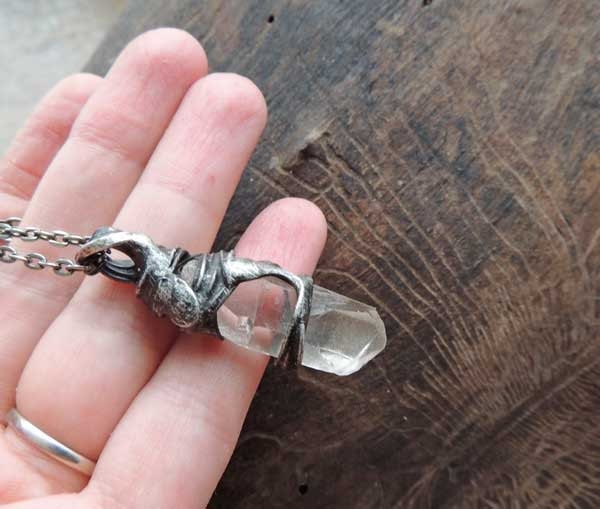 Crystal Quartz huge raw pendant SIGLE KRYSTAL rock crystal meditation winter gift get well valentines, unisex, for him