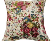 24" Cotton Floral Pillow Case White Quilt  Kantha Large Cushion Cover Handmade Sofa Couch PIillow Cover Indian -PL4633