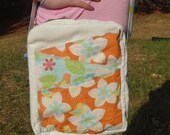 Handmade Handsewn Hippie Messanger Cross Body Soulder Bag Purse - Corduroy & Cotton - Flowers, Birds, Orange, Teal, Off White Cream Corduroy