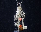 Nature Owl Key Bead Butterfly Leaf Bead Charm Dangle Necklace Pendant