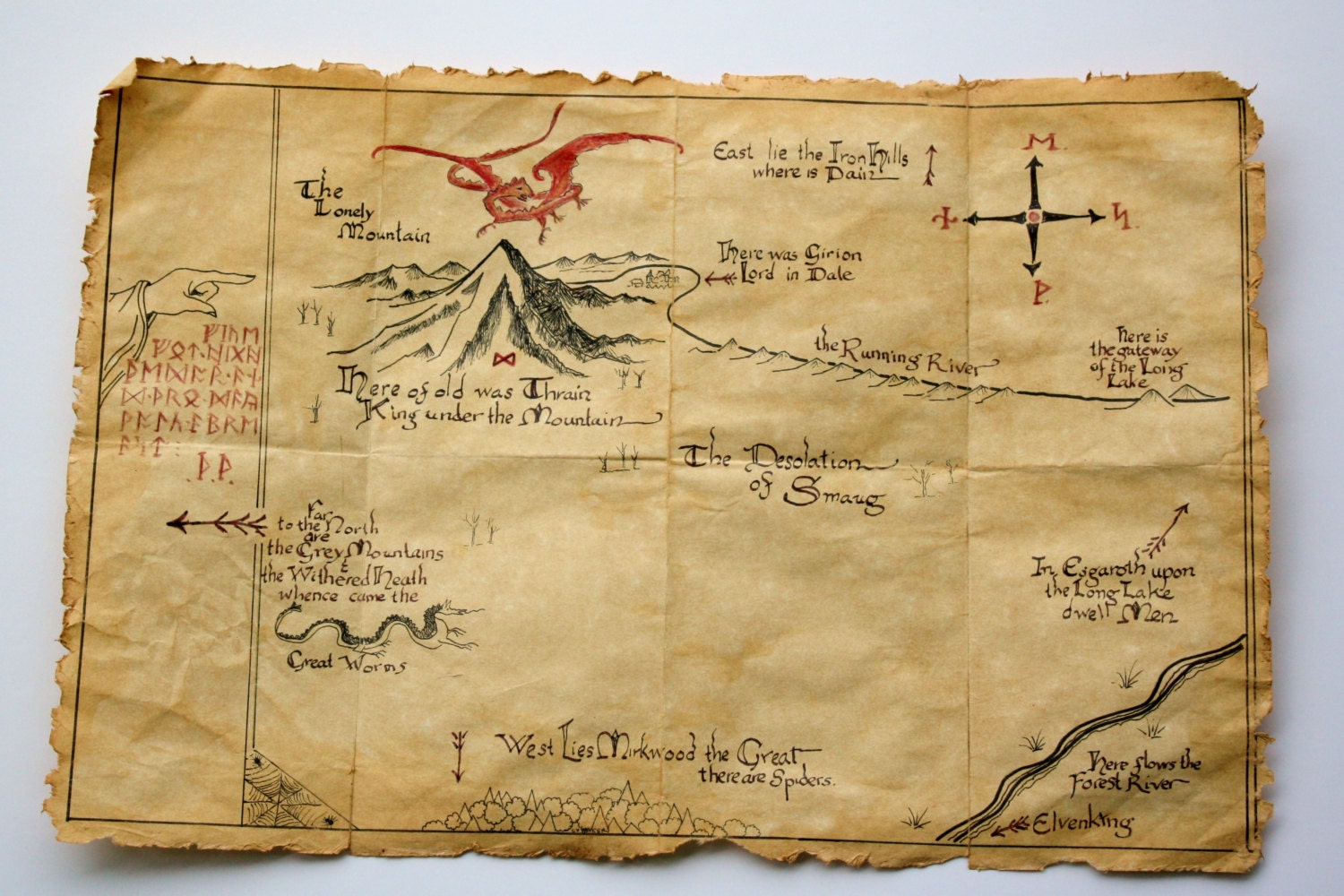 Thror's Map of The Lonely Mountain - wizardsandmuggles