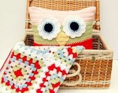 Crochet Baby Blanket - Granny Square Crochet Baby Blanket Afghan - photo prop crib stroller newborn baby blanket red, pink, blue, and green