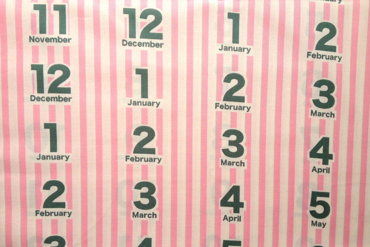 Kumiko Fujita Calendar Numbers Pink and Green Fat Quarter