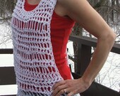Crochet White Summer Tank Top. Swimsuit cover small or medium