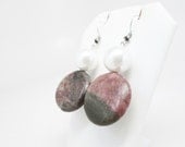 Large Stone and Pearl Dangles