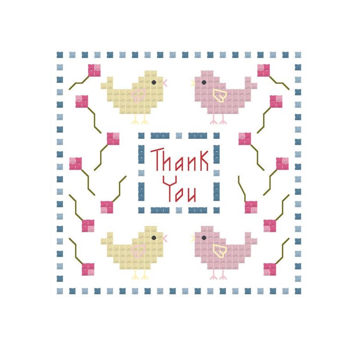 Springtime Thank You Card Cross Stitch Pattern
