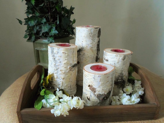 Wood Candle Holder, White Birch Candle Holder, Candle Holder, Home Decor, Valentines Day, Shabby Chic Decor
