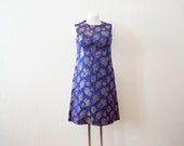 Vintage 1960s Brocade Dress / Purple Dress / A Line Dress