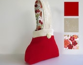 RETRO BUTTON BAG from upcycled wool - Red and Cream