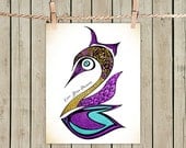 Poster Print 8x10 - Purple Swan Live Your Dreams Quote - of Fine Art Illustration for Your Wall Decor