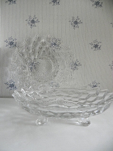 American Fostoria Crystal Footed Bowl and Dessert Plate 2 Pieces