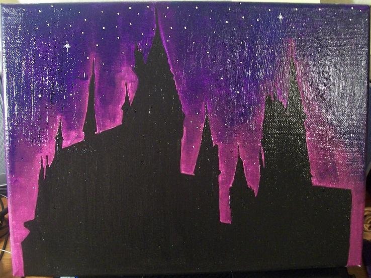 OOAK Hogwarts School of Witchcraft and Wizardry Silhouette painting