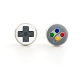 Silver Mens Cufflinks - Gamer Jewelry - SNES Controller Cufflinks - Nintendo Accessories for Men - Game Gifts for Him