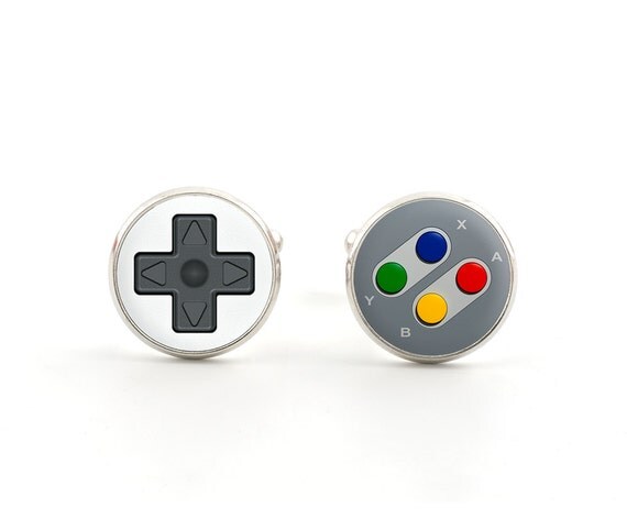Silver Mens Cufflinks - Gamer Jewelry - SNES Controller Cufflinks - Nintendo Accessories for Men - Game Gifts for Him