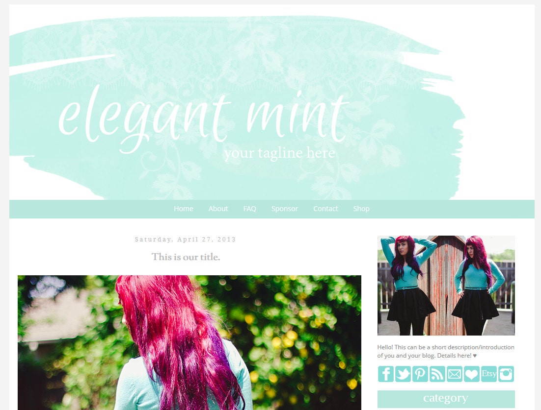 Elegant Mint Premade Blogger Template