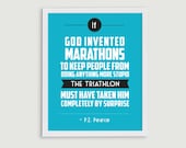 Triathlon Retro Print - Sports Quote Art - Triathlete Gift - Swim Bike Run - 8x10