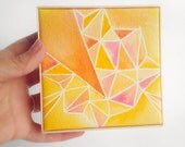 Watercolour Art Block F - Original painting, geometric pattern, pink, orange