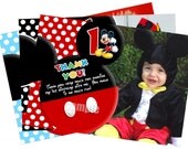 HUGE SELECTION Thank You Cards To Match Mickey Mouse And Minnie Mouse Invitations - Mickey Mouse Minnie Mouse Birthday - The Print Shoppe