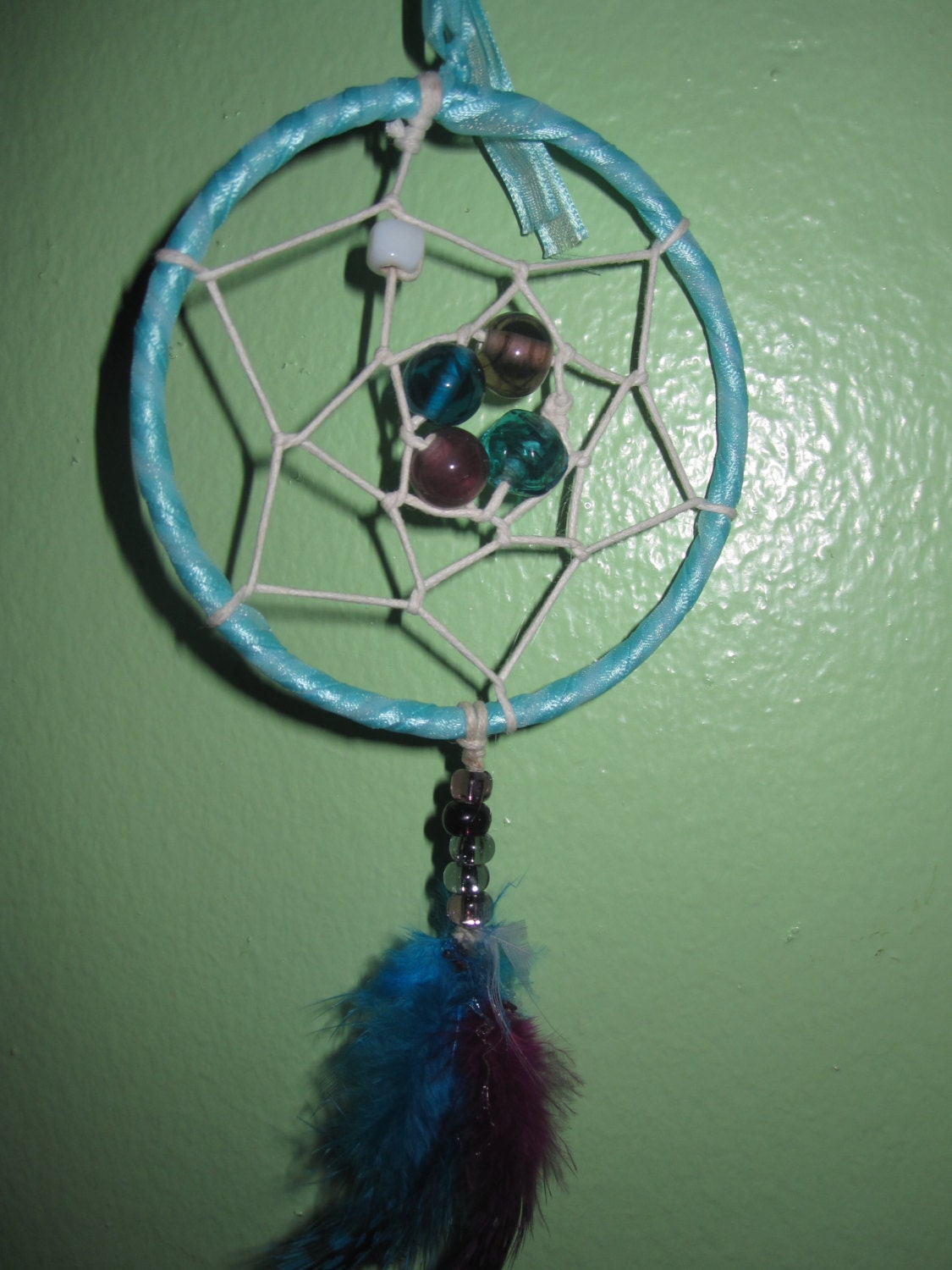 3" Blue, light blue, purple and white Dreamcatcher