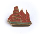 Vintage USSR Soviet  pin  dark red ship